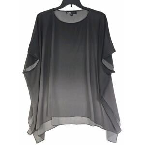 Edge by Jen Rade ~Woman Size S~ Black/Gray Kimono Poncho Boho Cover Sheer.